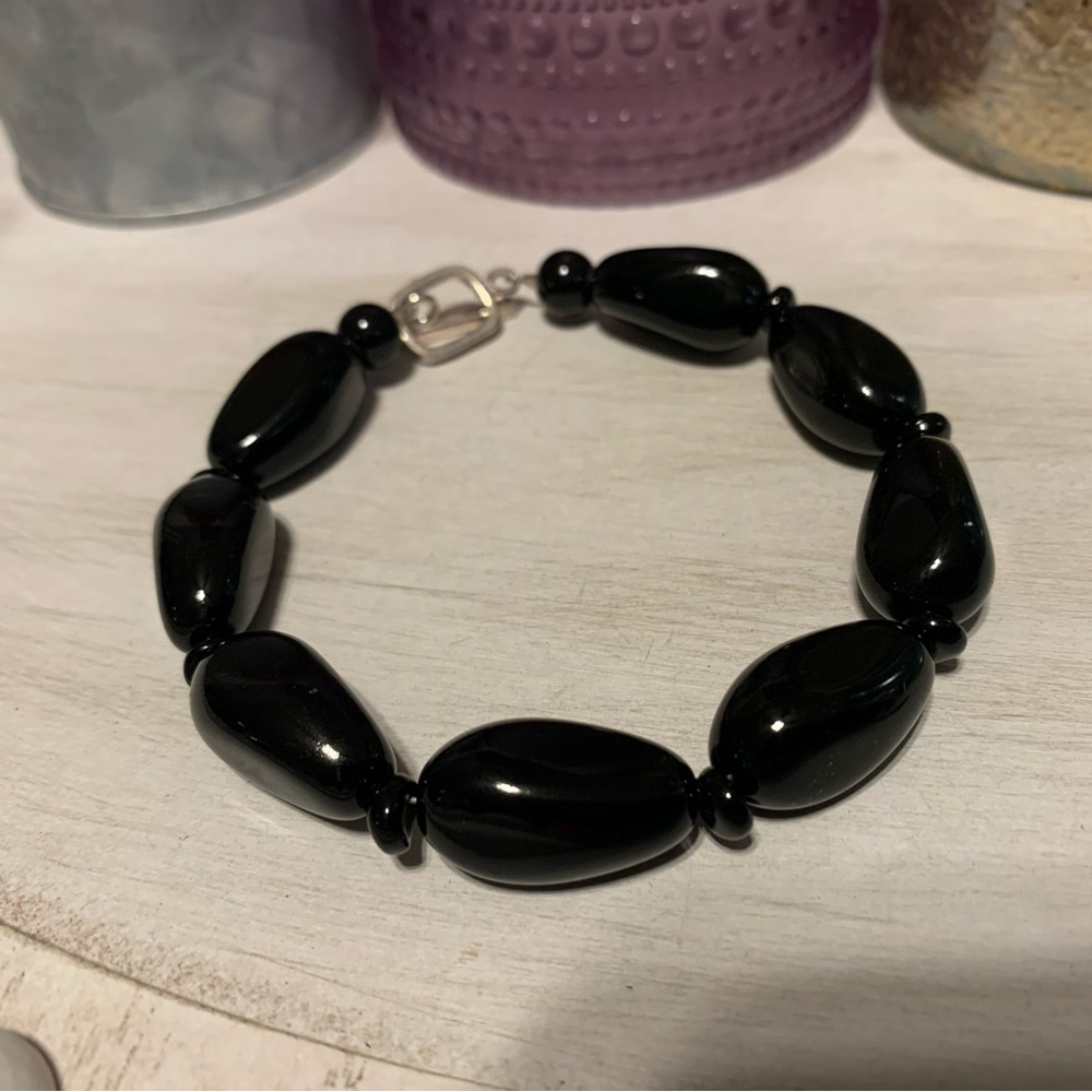 Sterling Silver & Onyx Bracelet - Picture 4 of 9